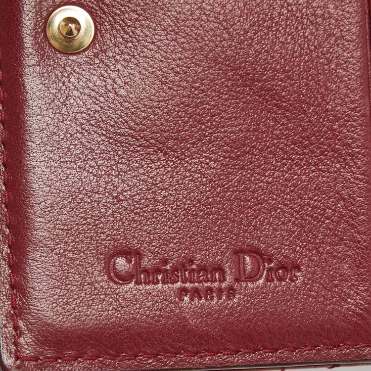 Pre Owned Dior Red Patent Leather Lady Dior Bloom Card Holder