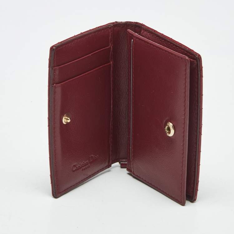 Pre Owned Dior Red Patent Leather Lady Dior Bloom Card Holder