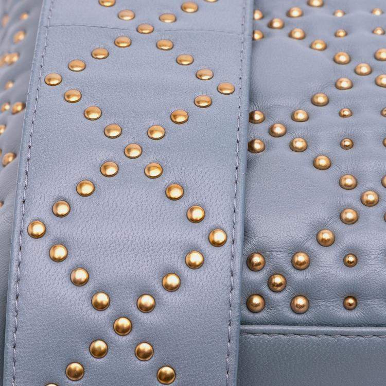 مملوكة مسبقًا Dior Grey Small Lambskin Cannage Studded Supple Lady Dior