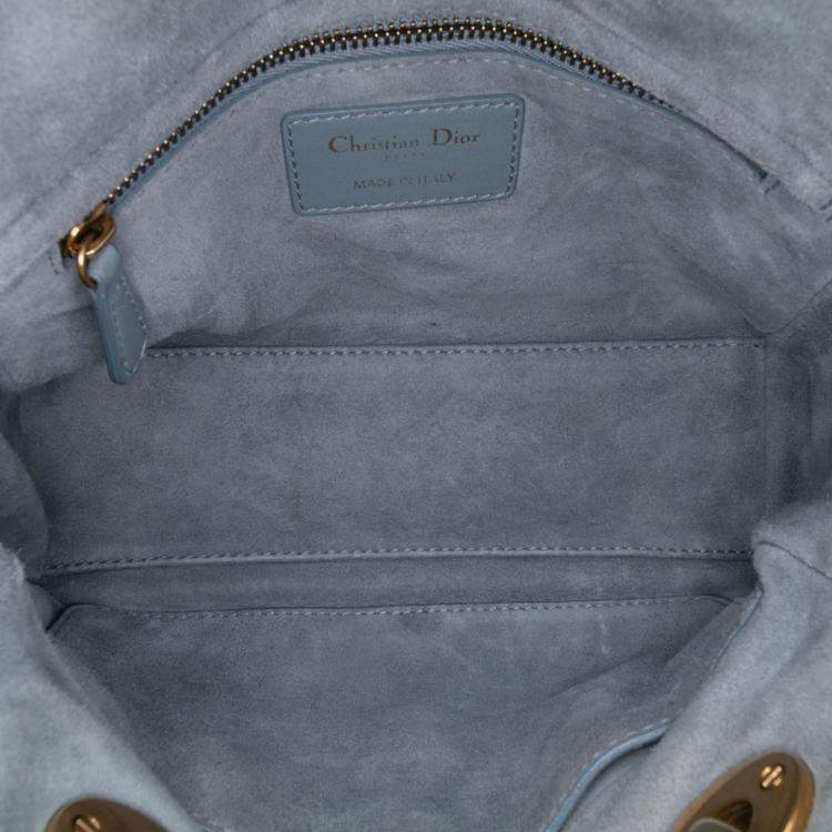 مملوكة مسبقًا Dior Grey Small Lambskin Cannage Studded Supple Lady Dior
