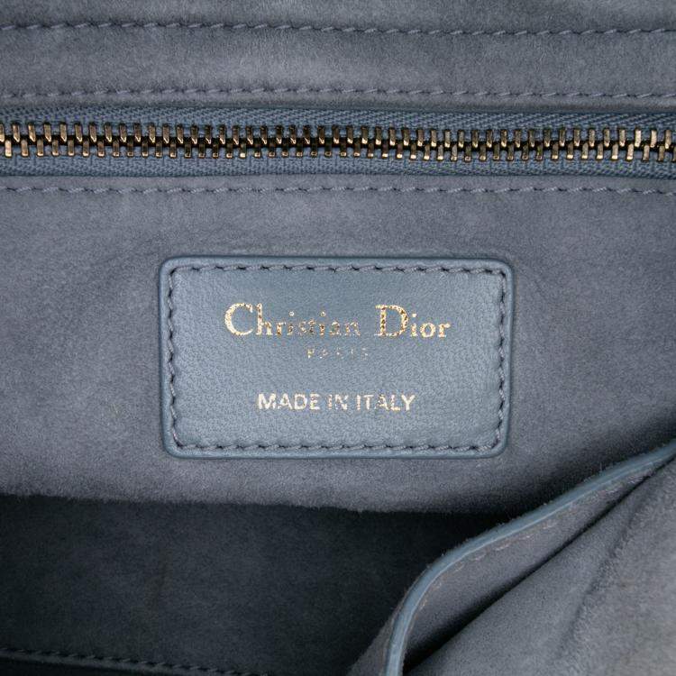 مملوكة مسبقًا Dior Grey Small Lambskin Cannage Studded Supple Lady Dior