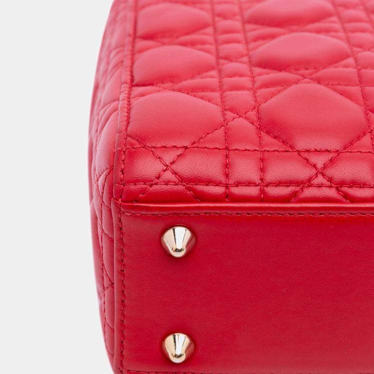 Pre Owned Dior Red Small Lambskin Cannage My ABCDior Lady Dior