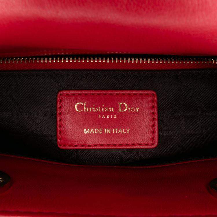 Pre Owned Dior Red Small Lambskin Cannage My ABCDior Lady Dior