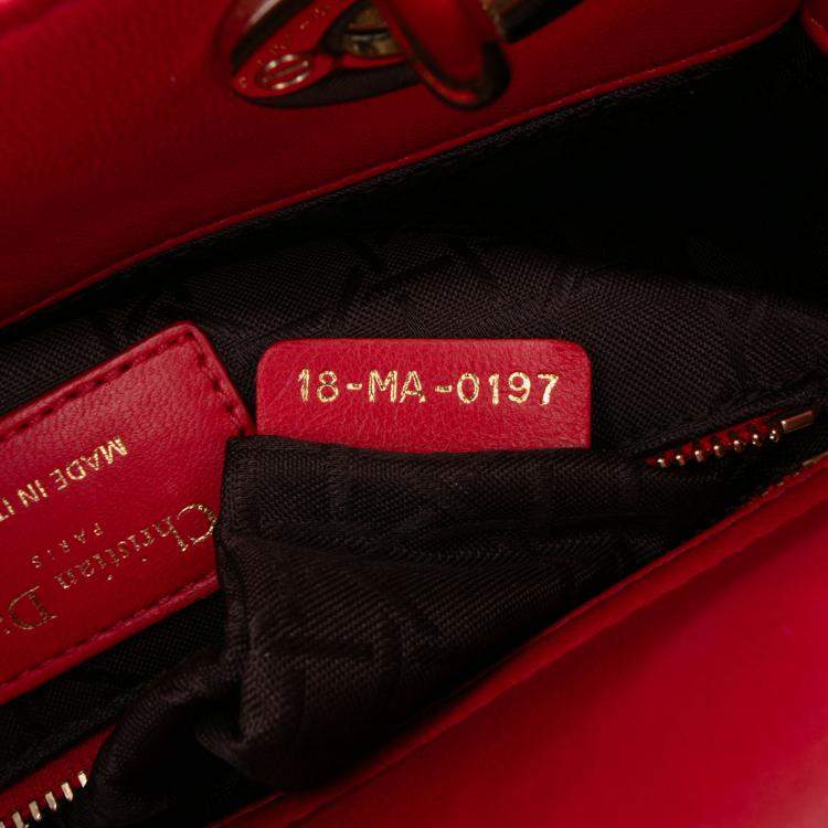 Pre Owned Dior Red Small Lambskin Cannage My ABCDior Lady Dior