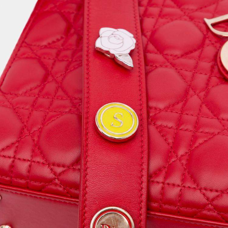 Pre Owned Dior Red Small Lambskin Cannage My ABCDior Lady Dior