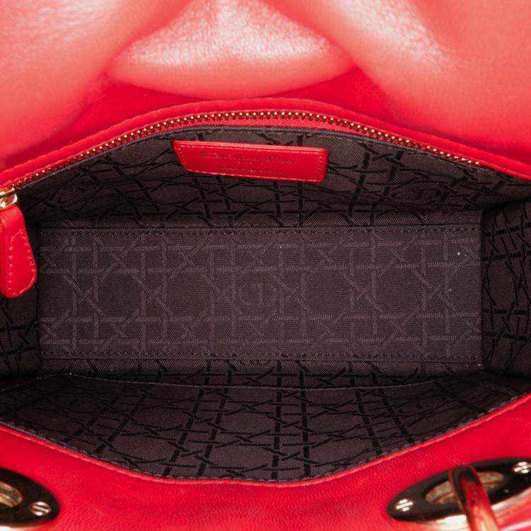 Pre Owned Dior Red Small Lambskin Cannage My ABCDior Lady Dior