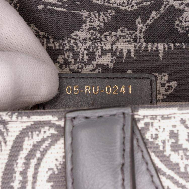 Pre Owned Dior Grey Canvas Reverse Embroidered Toile De Jouy Saddle Bag