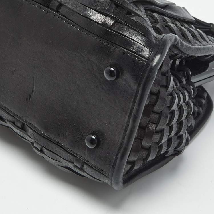 Pre Owned Dior Black Woven Leather Limited Edition 1565 Samourai Frame Bag