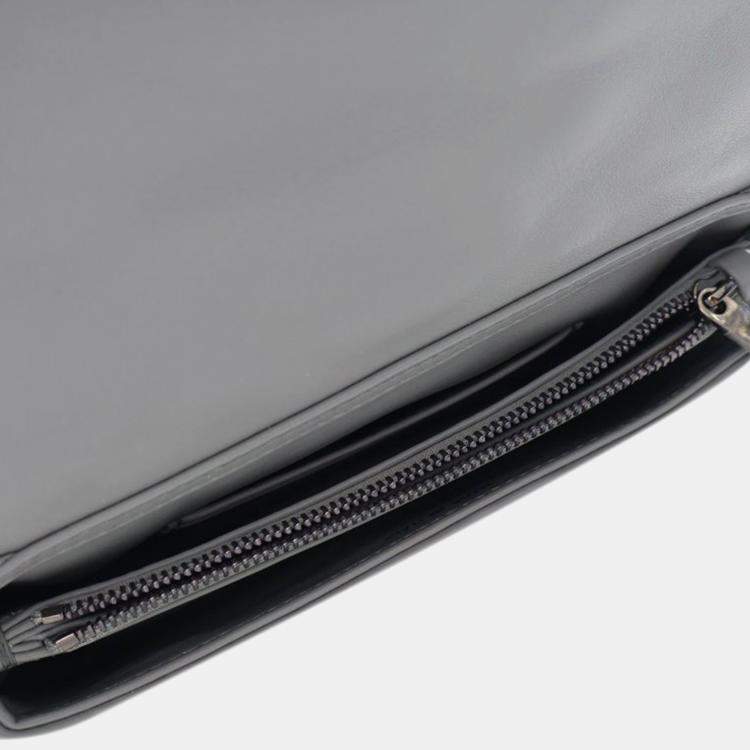 Pre Owned Dior Grey Mini Calfskin Macrocannage Caro Bag