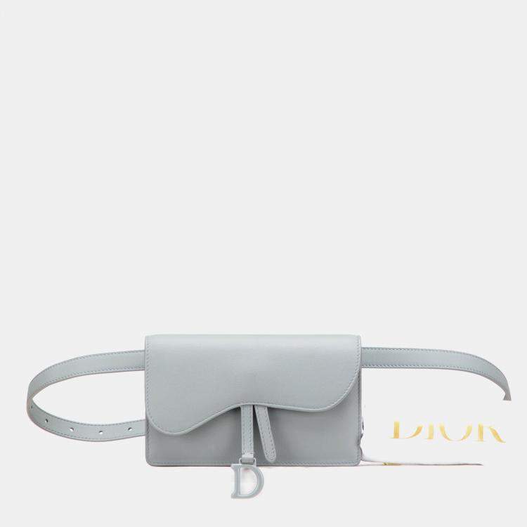 Pre Owned Dior Grey Leather Saddle Belt Pouch