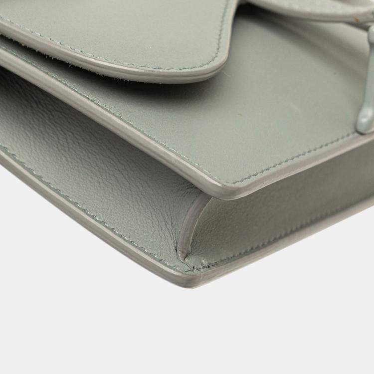 Pre Owned Dior Grey Leather Saddle Belt Pouch