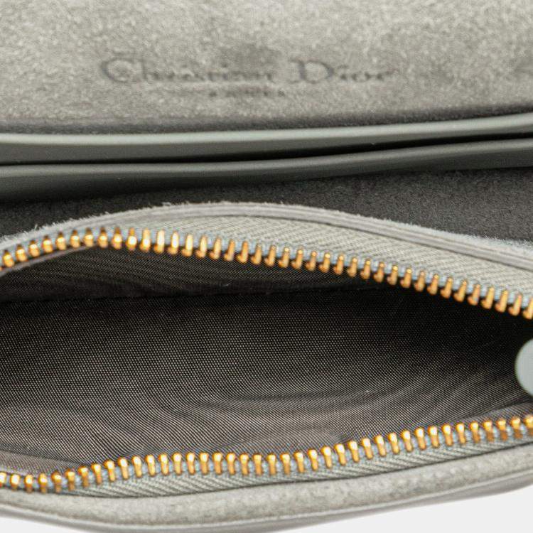 Pre Owned Dior Grey Leather Saddle Belt Pouch