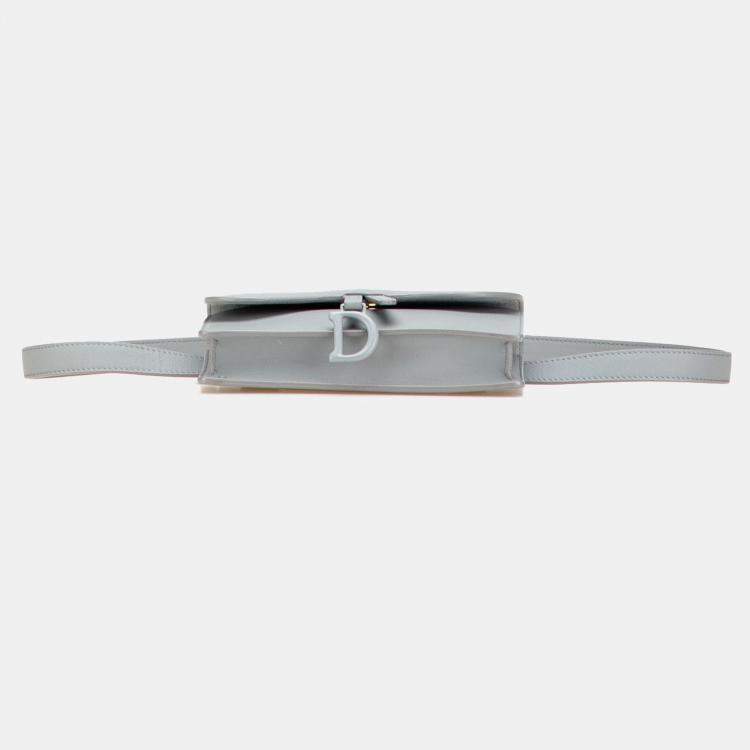 Pre Owned Dior Grey Leather Saddle Belt Pouch