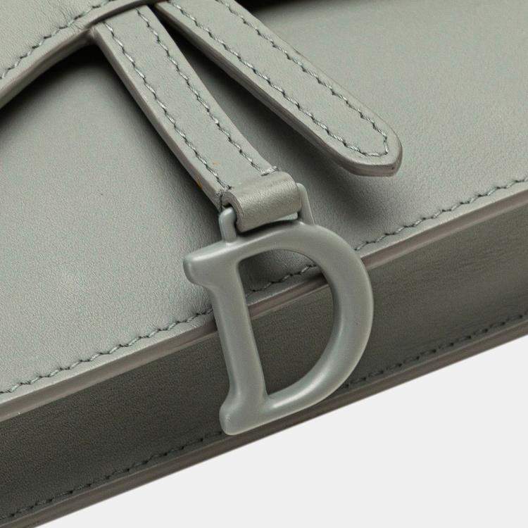 Pre Owned Dior Grey Leather Saddle Belt Pouch