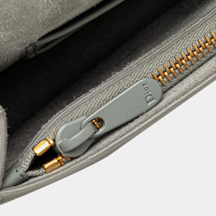 Pre Owned Dior Grey Leather Saddle Belt Pouch