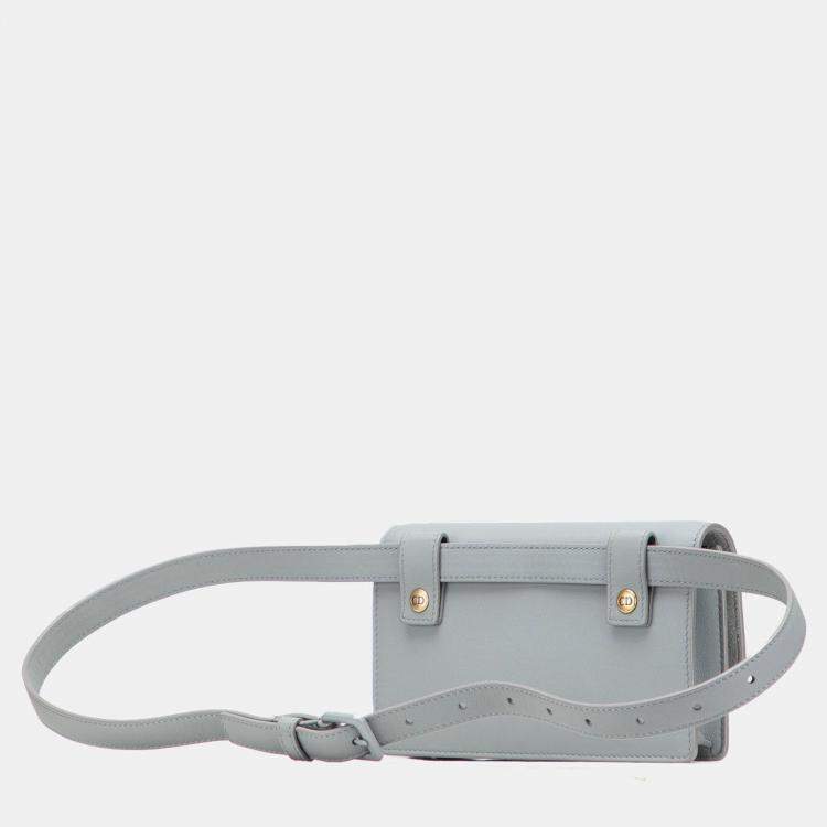 Pre Owned Dior Grey Leather Saddle Belt Pouch