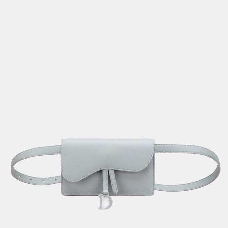 Pre Owned Dior Grey Leather Saddle Belt Pouch