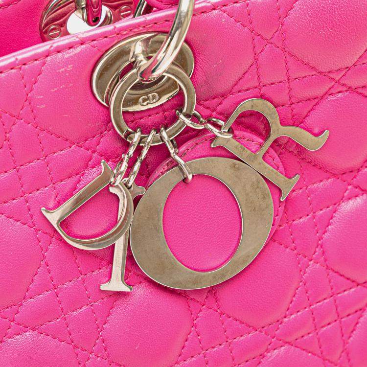 Pre Owned Dior Pink Large Lambskin Cannage Lady Dior