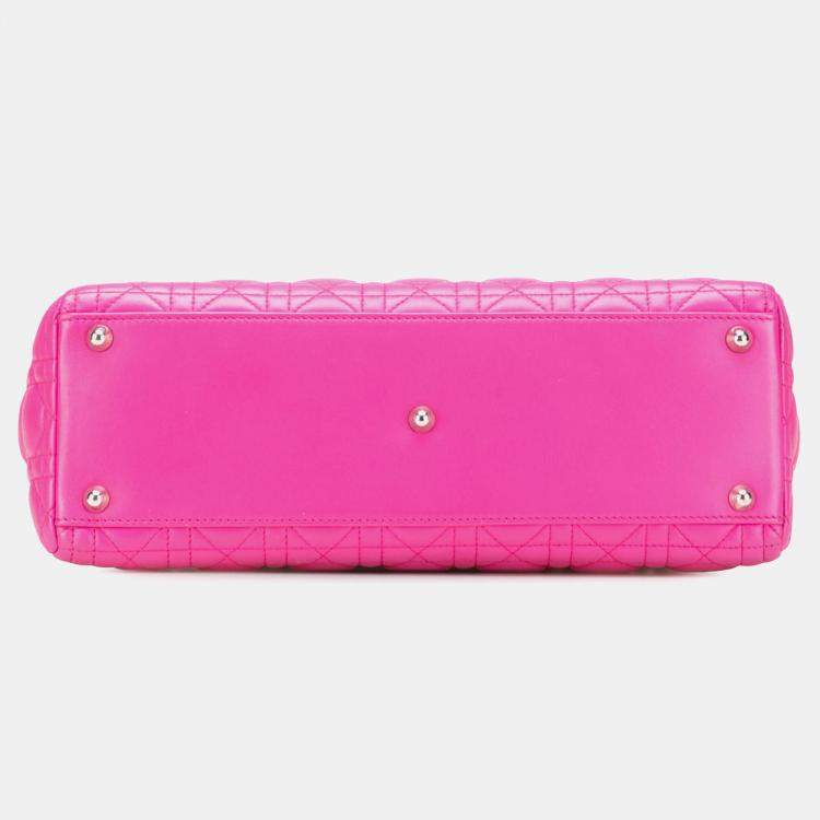 Pre Owned Dior Pink Large Lambskin Cannage Lady Dior