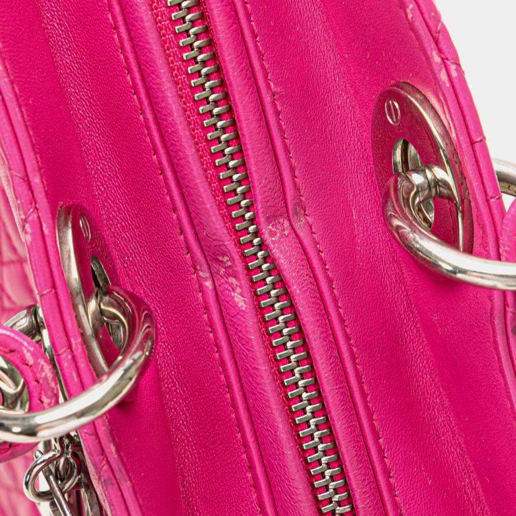 Pre Owned Dior Pink Large Lambskin Cannage Lady Dior