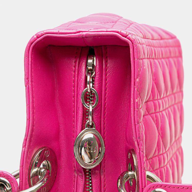 Pre Owned Dior Pink Large Lambskin Cannage Lady Dior