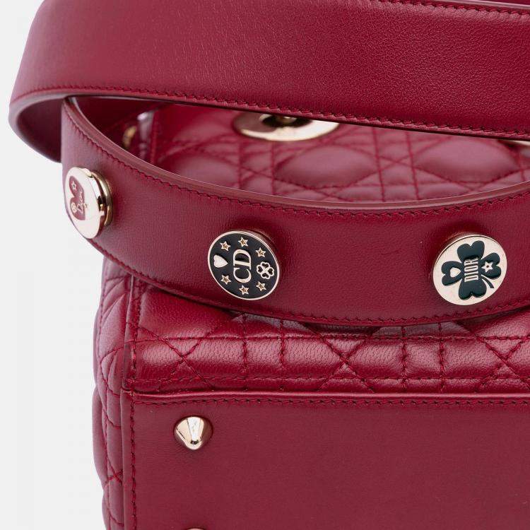 Pre Owned Dior Red Small Lambskin Cannage My ABCDior Lady Dior