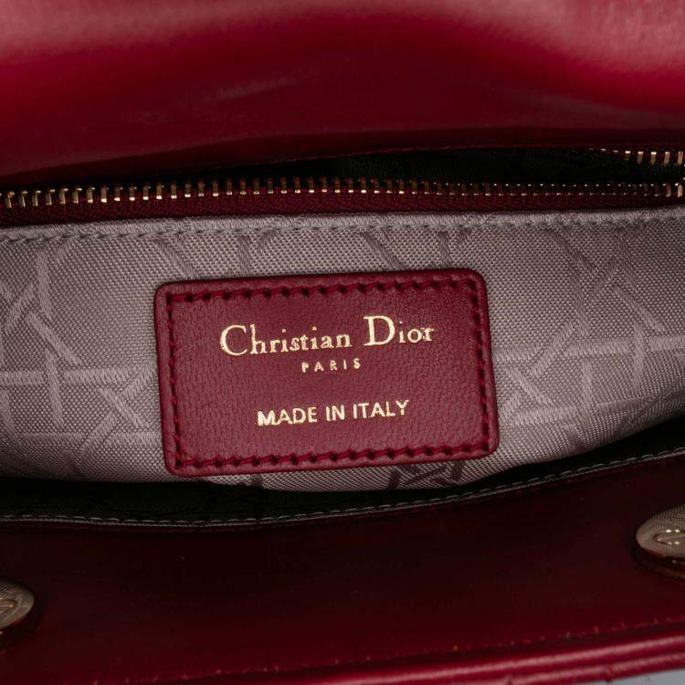 Pre Owned Dior Red Small Lambskin Cannage My ABCDior Lady Dior