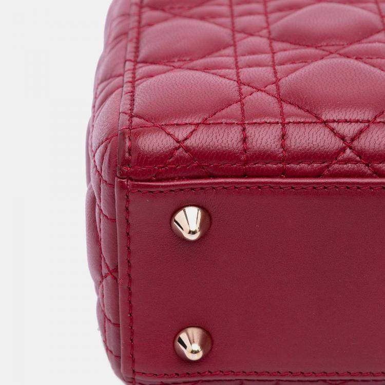 Pre Owned Dior Red Small Lambskin Cannage My ABCDior Lady Dior