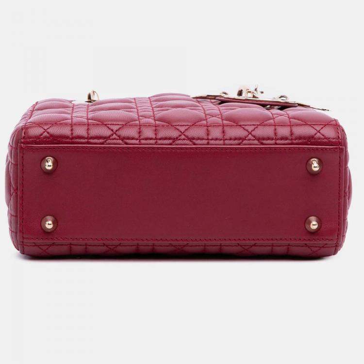 Pre Owned Dior Red Small Lambskin Cannage My ABCDior Lady Dior