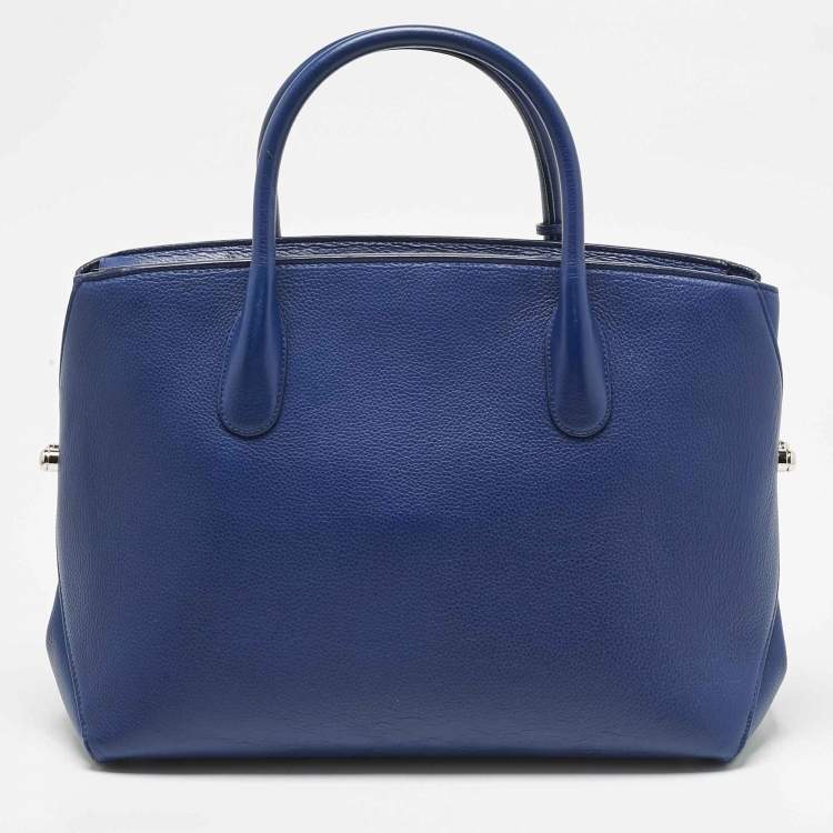 Pre Owned Dior Blue Leather Large Bar Tote