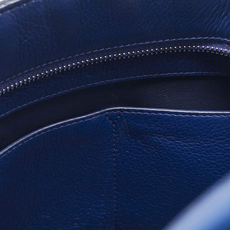 Pre Owned Dior Blue Leather Large Bar Tote