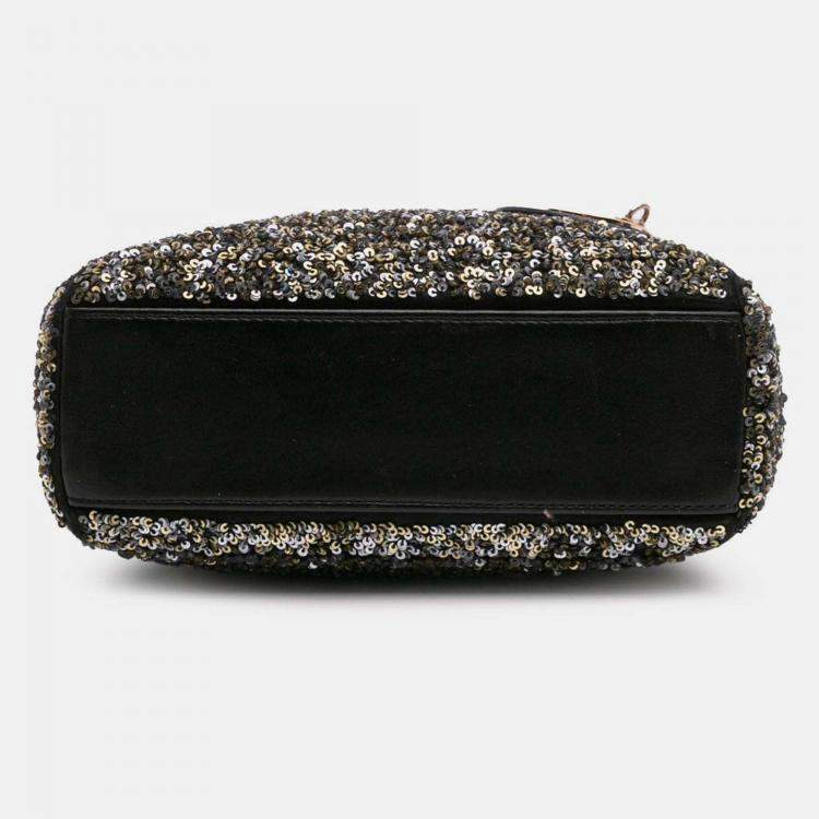 Pre Owned Dior Lady Dior Mini Satin Sequin Embroidered Bag