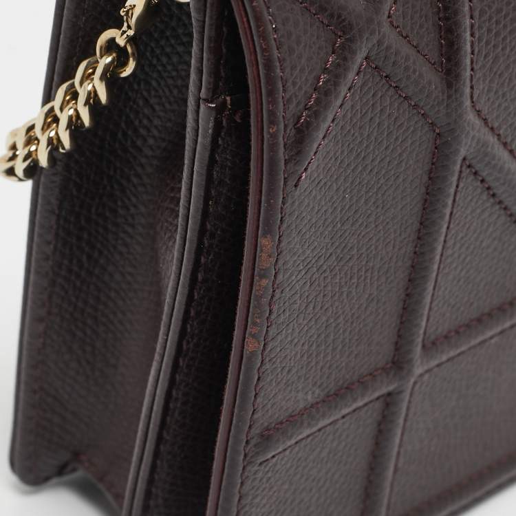 Pre Owned Dior Burgundy Leather Mini Diorama Chain Bag