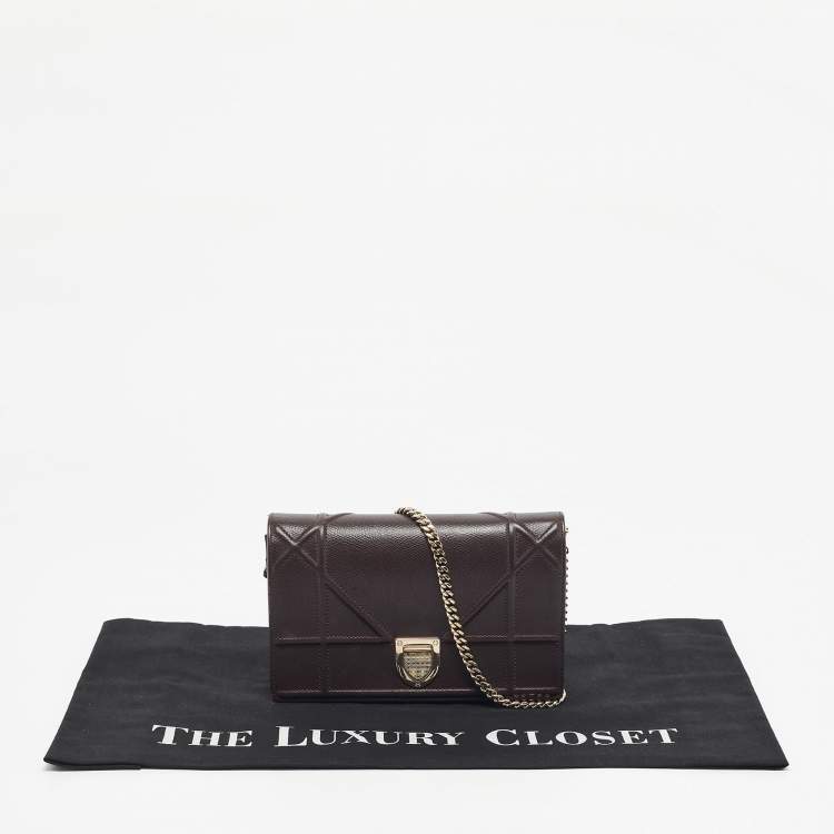 Pre Owned Dior Burgundy Leather Mini Diorama Chain Bag