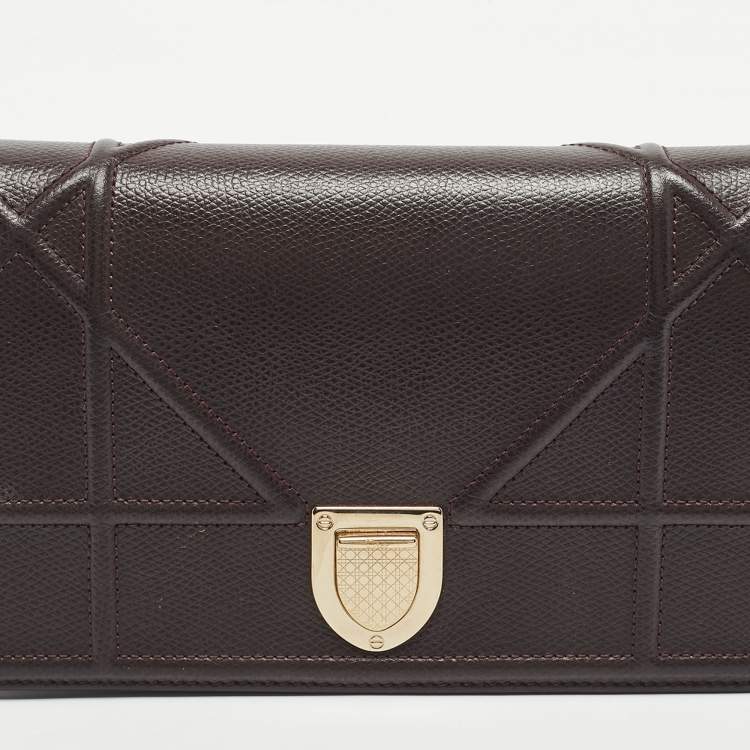 Pre Owned Dior Burgundy Leather Mini Diorama Chain Bag