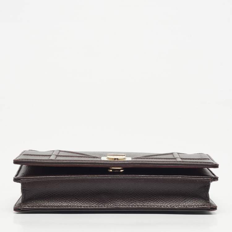 Pre Owned Dior Burgundy Leather Mini Diorama Chain Bag
