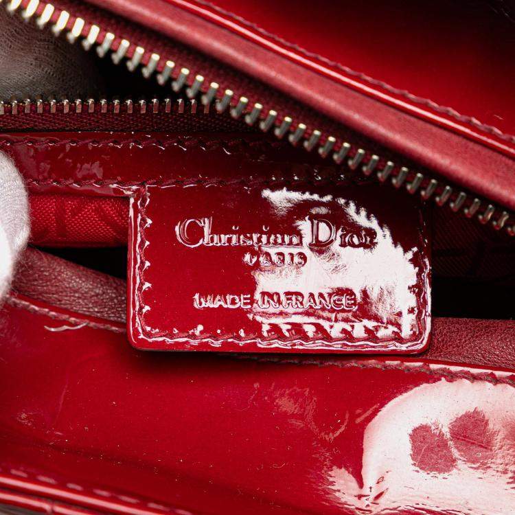 Pre Owned Dior Red Medium Patent Cannage Lady Dior
