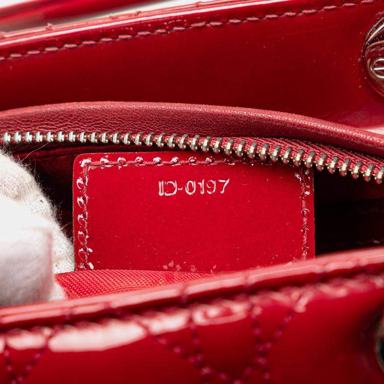 Pre Owned Dior Red Medium Patent Cannage Lady Dior