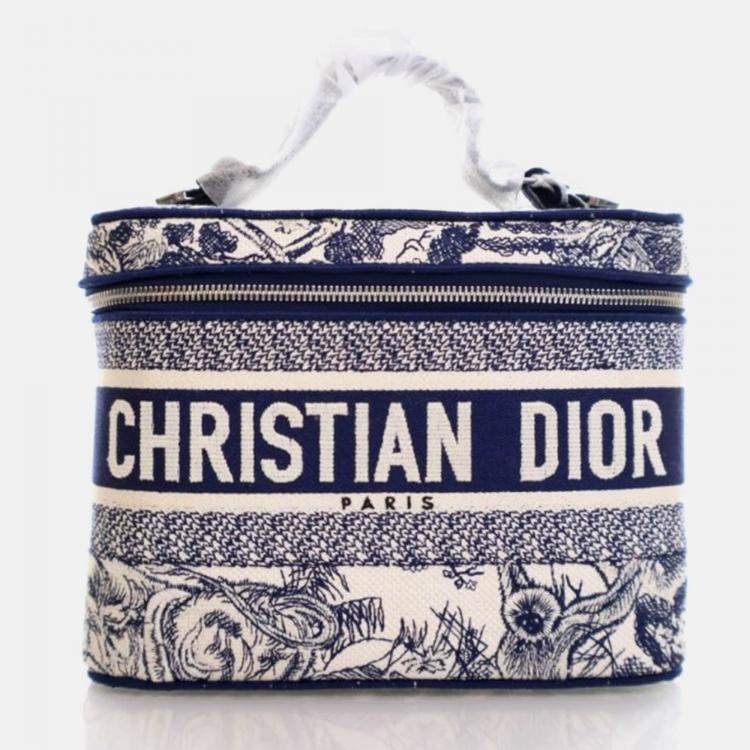 Pre Owned Dior Diortravel Vanity Case Toile de Jouy Canvas Bag