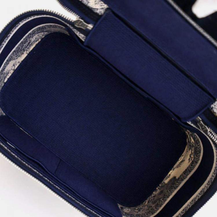 Pre Owned Dior Diortravel Vanity Case Toile de Jouy Canvas Bag