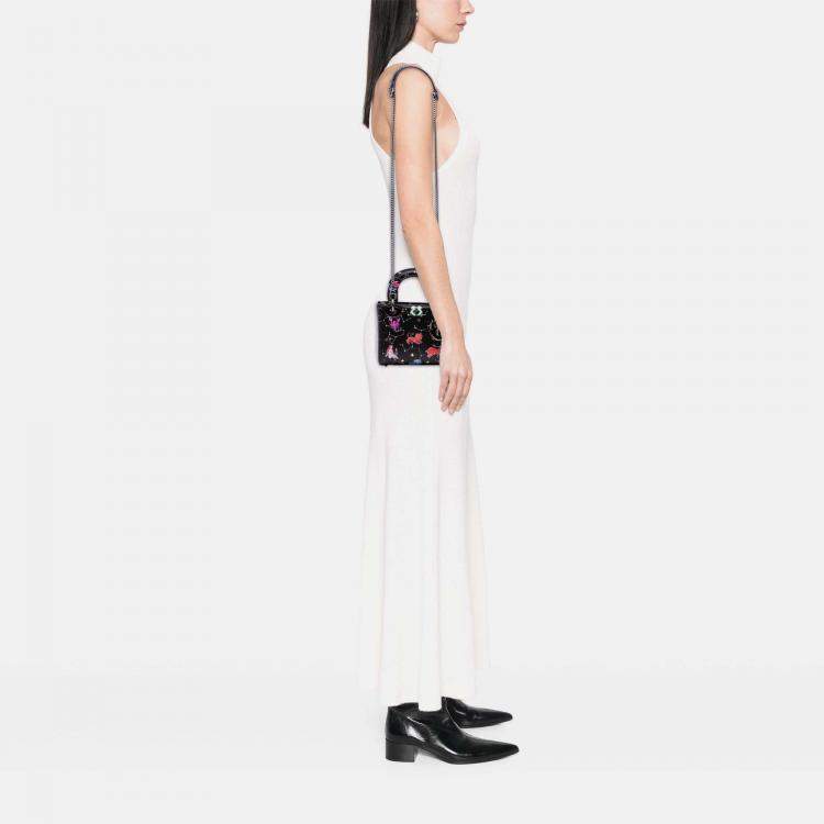 Pre Owned Dior Black Mini Calfskin Pixel Zodiac Lady Dior