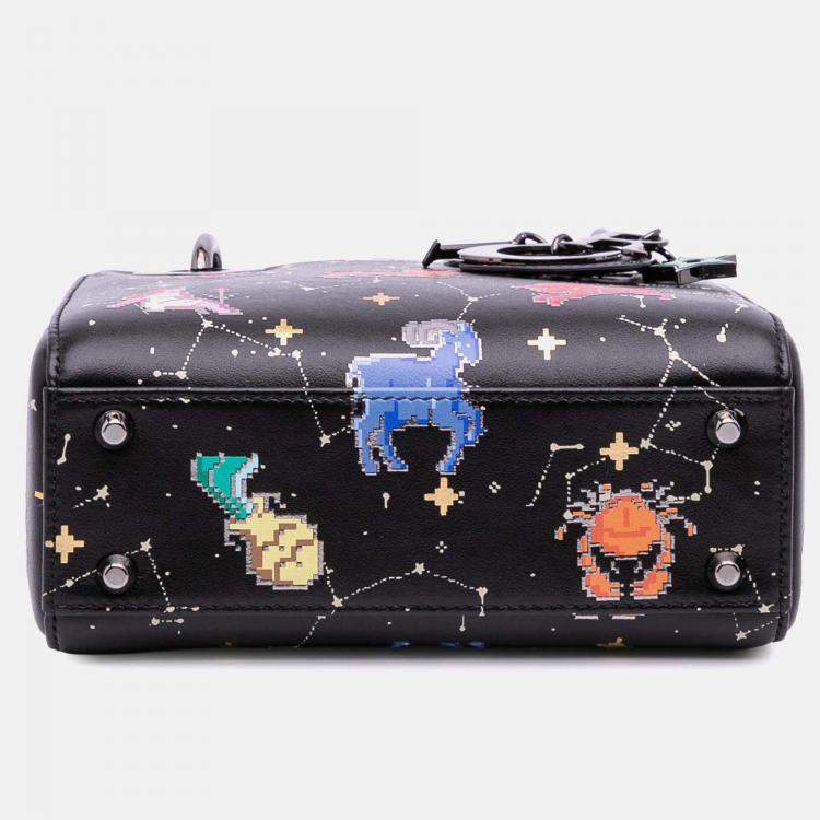 Pre Owned Dior Black Mini Calfskin Pixel Zodiac Lady Dior