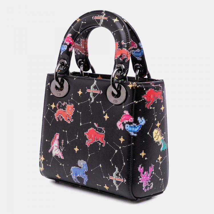 Pre Owned Dior Black Mini Calfskin Pixel Zodiac Lady Dior