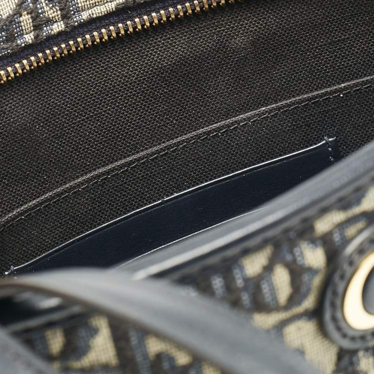 Pre Owned Dior Navy Blue Oblique Canvas 30 Montaigne Pouch