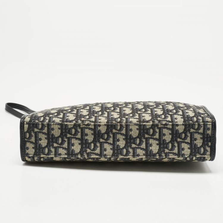 Pre Owned Dior Navy Blue Oblique Canvas 30 Montaigne Pouch