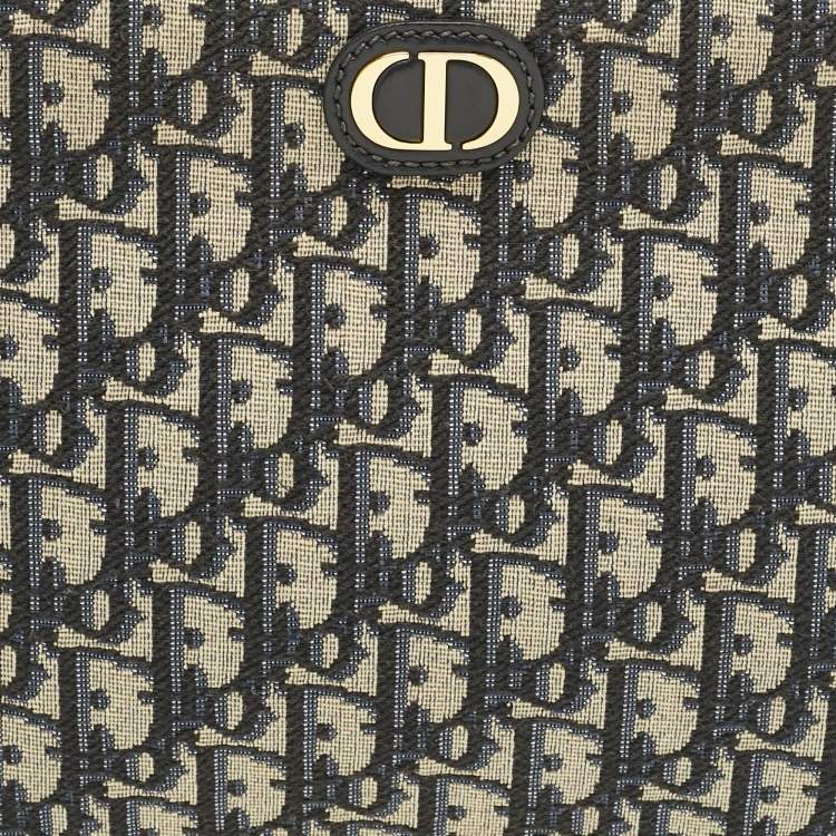 Pre Owned Dior Navy Blue Oblique Canvas 30 Montaigne Pouch