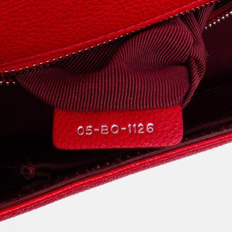 Pre Owned Dior Red Medium Grained Calfskin Diorama Flap