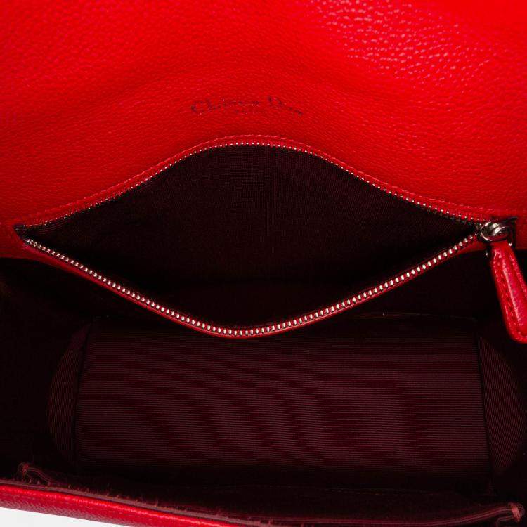 Pre Owned Dior Red Medium Grained Calfskin Diorama Flap