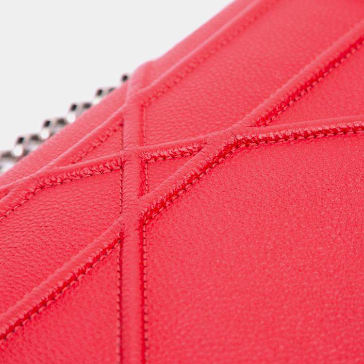 Pre Owned Dior Red Medium Grained Calfskin Diorama Flap