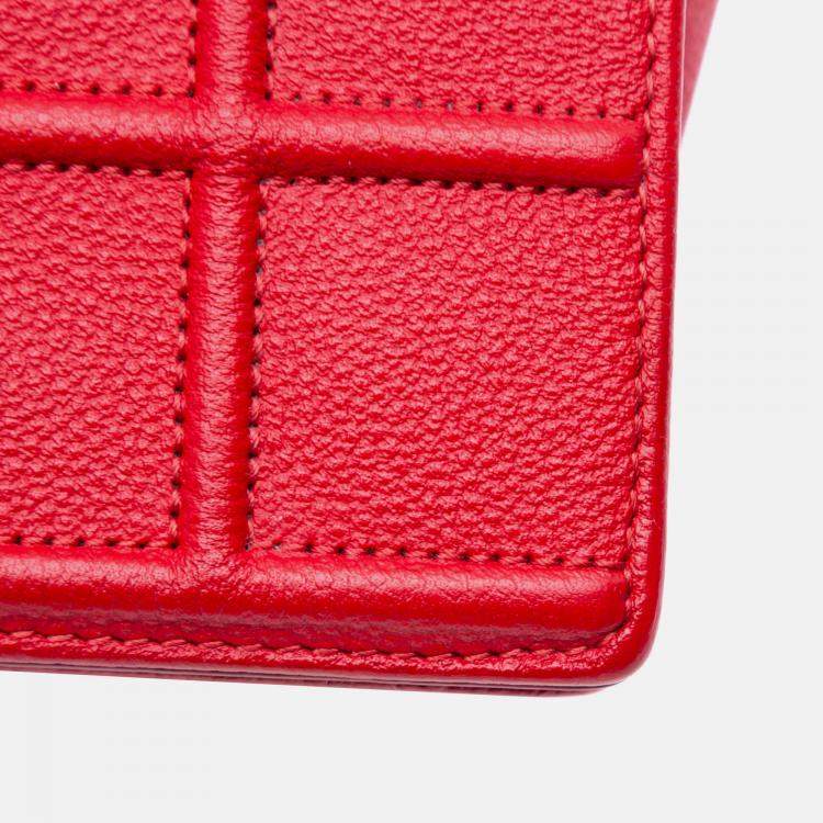 Pre Owned Dior Red Medium Grained Calfskin Diorama Flap
